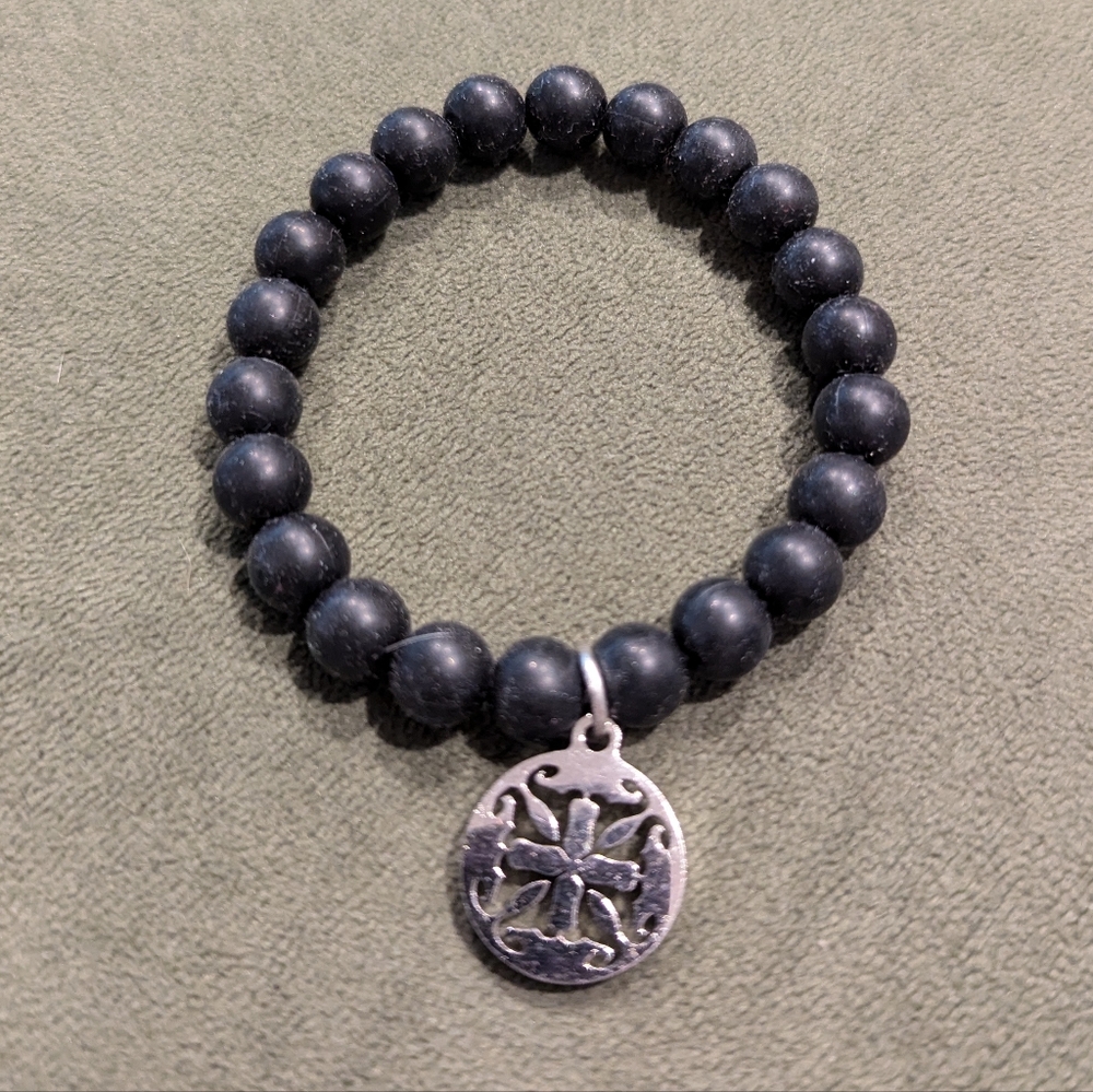 Rustic Cuff black rubber beads